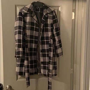Black and white tweed coat